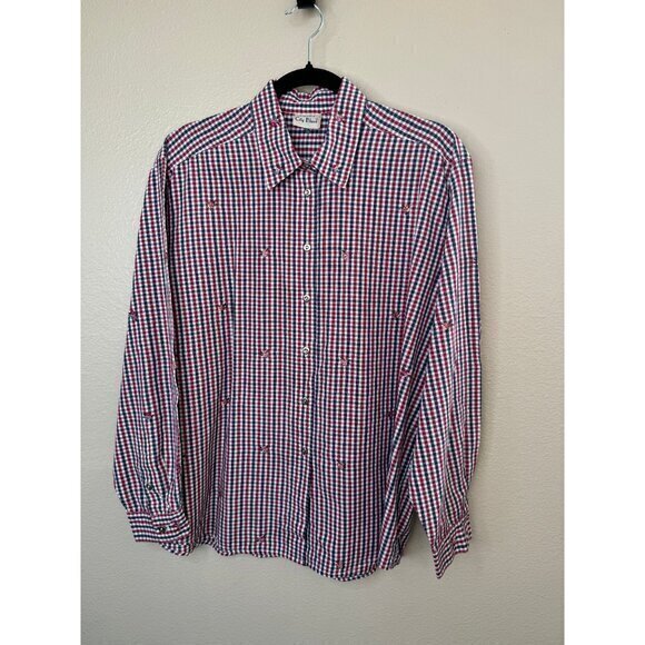 Vintage Koret City Blues Plaid Long Sleeve Blouse  Plaid Long Sleeve Blouse 1980 - Picture 2 of 5